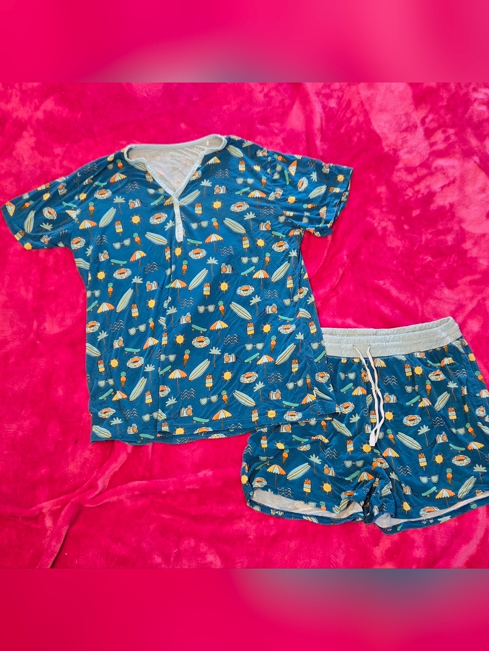 Little Sleepies Bamboo Viscose Surfs Up Women's Size Large Shorts Set
